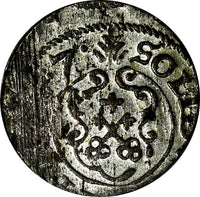 Riga CARL X of Sweden (1654-1660)Silver 1657 Solidus,Schilling XF KM#50 (15031)