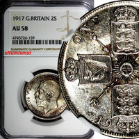 GREAT BRITAIN George V (1910-1936) Silver 1917 1 FLORIN NGC AU58 WWI KM# 817 (9)