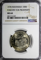 Indonesia 1978 100 Rupiah NGC MS64 Forestry for Prosperity 28.5mm KM# 42