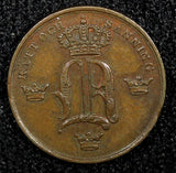 SWEDEN Oscar I Copper 1844 1/6 Skilling 1st Year Type XF KM# 656 (544)