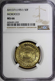 Morocco Mohammed V 1371 (1951) 50 Francs Paris Mint NGC MS66 GEM BU Y# 51 (039)