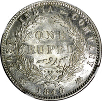 India-British Victoria Silver 1840 B&C Rupee NGC AU DETAILS  KM458.2 (004)