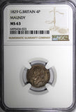 Great Britain George IV Silver 1829 4 Pence Maundy NGC MS63 Toned KM# 686 (23)