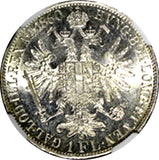 AUSTRIA Franz Joseph I Silver 1860 A 1 Florin NGC MS62 NICE TONING KM# 2219 (8)