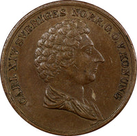 Sweden Carl XIV Johan Copper 1837 2 Skilling Mintage-388,000 XF KM# 643 (20 851)