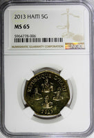 Haiti 2013 5 Gourdes Haitian statesmen NGC MS65 Heptagon GEM BU KM# 156 (06)