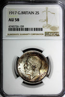 GREAT BRITAIN George V (1910-1936) Silver 1917 1 FLORIN NGC AU58 WWI KM# 817