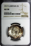 GREAT BRITAIN George V (1910-1936) Silver 1917 1 FLORIN NGC AU58 WWI KM# 817