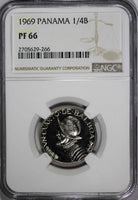 Panama Copper-Nickel Clad PROOF 1969 1/4 Balboa NGC PF66 Mint-14,000 KM# 11.2a