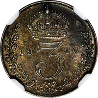 Great Britain George V Silver 1926 3 Pence NGC MS62 MODIFIED BUST KM# 827 (002)