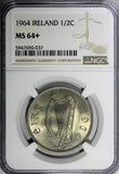 Ireland Republic Copper-Nickel 1964 1/2 CROWN Horse NGC MS64+ GEM BU KM# 16a (7)