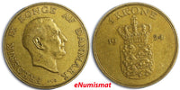 Denmark Frederik IX 1954 1 Krone KEY DATE  25.5mm Mintage- 584,000 KM# 837.1(23)