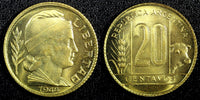 Argentina Aluminum-Bronze 1944 20 Centavos GEM BU COIN KM# 42 (23 959)