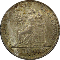 Guatemala Silver 1898 2 Reales Nice Light Toning KM# 167 (22 592)