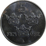 Sweden Gustaf V Iron 1944 5 Öre WWII Issue Choice UNC KM# 812 (21 940)