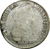 BOLIVIA Simon Bolivar SILVER 1830 PTS JL 4 Soles  KM# 96a.2 (5066)
