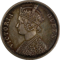 India-British Victoria Silver 1874 (B) Rupee Toned XF  KM# 473.2 (18 243)