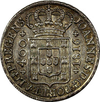 Portugal Silver Joa 1816 400 Reis, aUnc Cond.Light Toning KM# 331