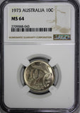 Australia Elizabeth II Copper-Nickel 1973 10 Cents NGC MS64 Lyrebird KM# 65