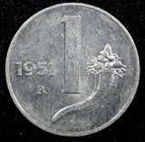ITALY Aluminum 1951 R 1 Lira scale 1st Year Type UNC KM# 91 (24 174)