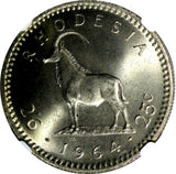 Rhodesia Elizabeth II 1964 2-1/2 Shillings = 25 Cents NGC MS64 KM# 4
