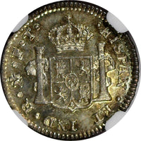 Mexico Charles IV Silver 1801 Mo-FT 1/2 Real NGC MS64 Nice Toned KM# 72