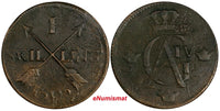 SWEDEN Gustaf IV  1805 1 SKILLING OVERSTRUCK ON 2 ORE (1743-68) KM# 566 (17 896)