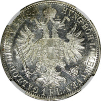 AUSTRIA Franz Joseph I (1848-1916) SILVER 1861-A Florin NGC UNC DET KM# 2219(67)