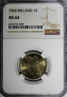 Ireland Republic Copper-Nickel 1964 1 Shilling Bull NGC MS64 Toned KM# 14a