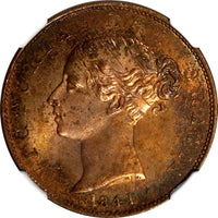 Great Britain Victoria Copper 1841 1/2  Penny NGC MS63 RB Early Date KM# 726 (5)
