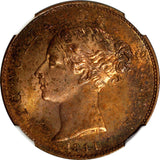 Great Britain Victoria Copper 1841 1/2  Penny NGC MS63 RB Early Date KM# 726 (5)