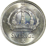 Sweden Gustaf V Silver 1948 TS 25 Öre  RAINBOW GEM BU COIN KM# 816 (22 024)