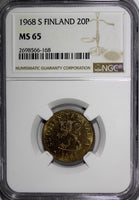 Finland Aluminum-Bronze 1968-S 20 Pennia NGC MS65 TOP GRADED BY NGC KM# 47 (168)