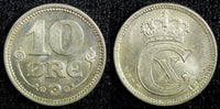 Denmark Christian X Silver 1918 10 Øre UNC KM# 818.1 (23 099)