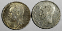 Belgium Albert I Silver LOT OF 2 COINS 1911,1914 50 Centimes French KM# 70 (406)