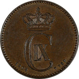 Denmark Christian IX Bronze 1902/802 VBP 2 Øre Overdate aUNC KM# 793.2 (19 639)