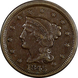 US Copper 1845 Braided Hair Large Cent 1c EX.LUX FAMILY COLLECTION (12051)