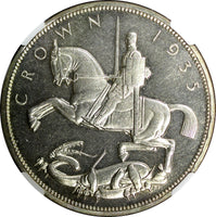Great Britain Silver Jubilee George V  1935 Crown NGC SP64 Original Box KM# 842