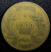 BRAZIL Aluminum-Bronze 1927 1000 Reis KM# 525 (23 061)