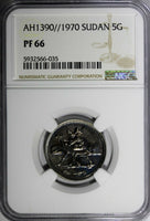 Sudan PROOF AH1390//1970 5 Ghirsh NGC PF66 TOP GRADED BY NGC KM# 44 (035)
