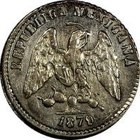 Mexico Zacatecas Silver 1879/8 Zs S 5 Centavos OVERDATE aUNC KM# 398.10