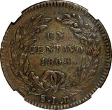 Mexico Copper 1863 SLP 1 Centavo San Luis Potosi NGC AU53 BN SCARCE KM#390.1 (6)