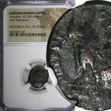 EASTERN ROMAN ARCADIUS AD 383-408 AE3 Nummus /VICTORY Angel CROWNING NGC (150)