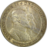 SWEDEN Oscar II Silver 1907 EB 2 Kronor Golden Wedding Anniversary KM# 776 (125)