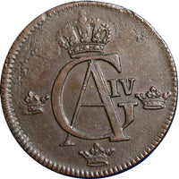 SWEDEN COPPER Gustaf IV Adolf  1803 1/2 Skilling KM# 565