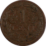 Netherlands Wilhelmina I Bronze 1913 1 Cent 1st Year Type KM# 152 (20 464)