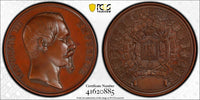 FRANCE Bronze Medal 1855 Paris World Fair Napoleon Emperor 60mm PCGS SP65 D-234