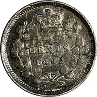 Canada Victoria Silver 1892 5 Cents BETTER DATE Mintage-860,000 KM# 2  (15 024)