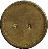 Costa Rica Token  Bronze Countermark " S  A "   20mm  Ex.Jerry F.Schimmel (6233)