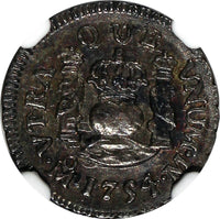 Mexico SPANISH COLONY Ferdinand VI Silver 1754 Mo M 1/2 Real NGC MS62 KM67.1/011
